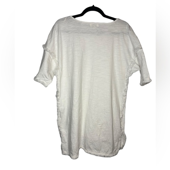 Umgee Cotton White Fringe Short Sleeve Tunic Top Size M - Picture 5 of 9